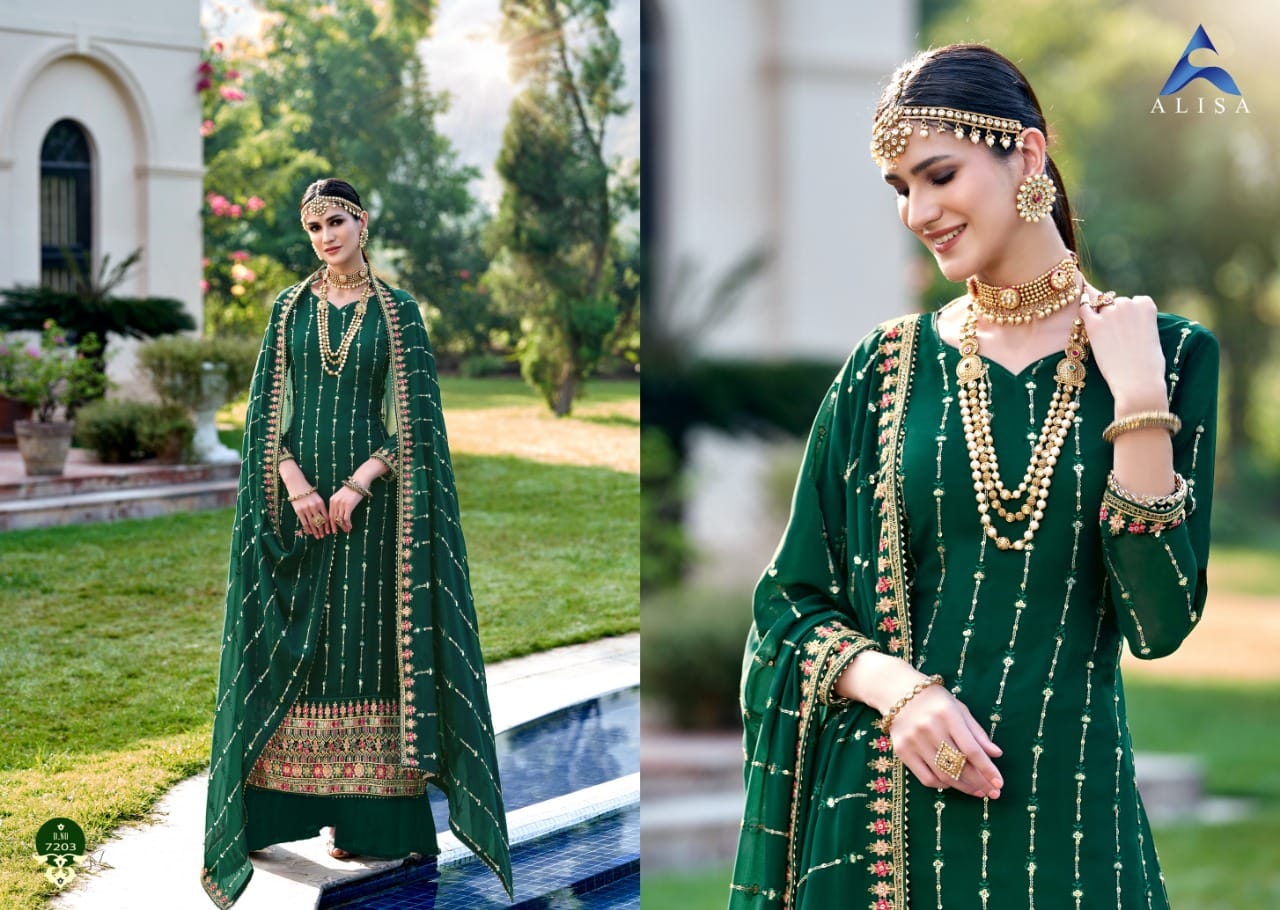 Alisa Dulhan Georgette Fancy Festive Wear Heavy Embroidery salwar Kameez Collection